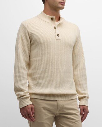 Men's Digby 3-Button Ribbed Mock Neck Sweater