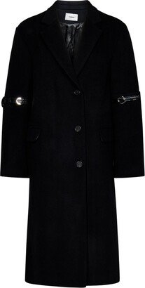 Buckle-Detailed Single-Breasted Long-Sleeved Coat