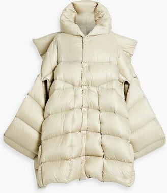 Convertible quilted shell hooded down coat