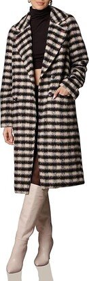 Houndstooth Double-Face Raglan Coat (Black/White Houndstooth) Women's Clothing