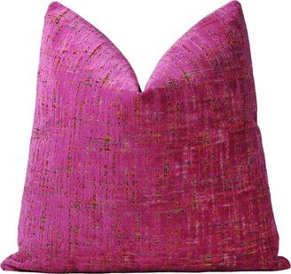 Fuchsia Velvet Pillow Cover| Berry Pink Throw Cover | Textured, , , Lumbar