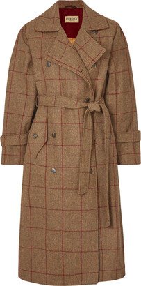 Checked wool-tweed trench coat