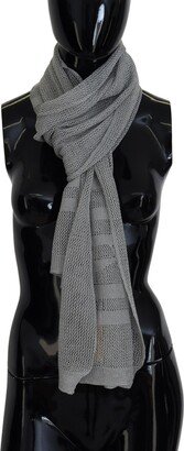 Gray Logo Knitted Neck Wrap Shawl Foulard Women's Scarf