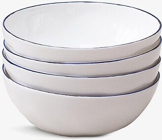 Cobalt Dimpled-texture Bone-china Cereal Bowls set of Four