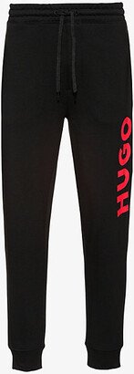 Mens Black Logo-print Regular-fit Cotton-jersey Jogging Bottoms