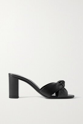 Bianca Knotted Leather Mules - Black