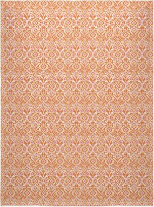 Fleece Photo Blankets: Ikat Flower - Orange And Pink Blanket, Fleece, 60X80, Orange