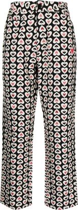 Graphic-Print Straight-Leg Trousers-AG