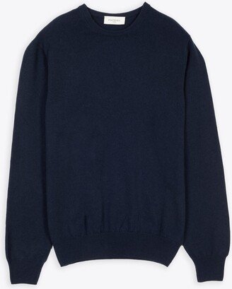 Piacenza Cashmere Girocollo, Lista Collo Basso Blue cashmere sweater