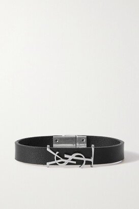 Opyum Leather And Silver-tone Bracelet - Black