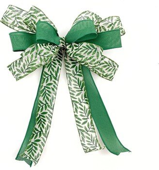 Pre-Made Green Everyday Bow For Signs Or Lantern Wreath, Year Round Decorative Outdoor Bow, Wreath Accessory