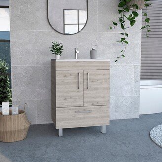 Anmytek 2-Door Bathroom Vanity with Single Sink Freestanding Bathroom Cabinet 33.4x17.7x23.6inch