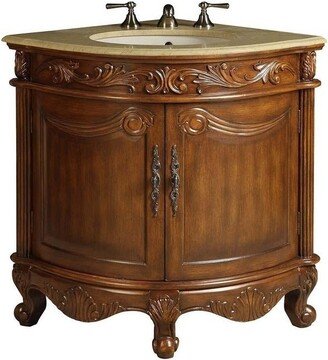 24 Benton Collection Bayview Colonial Brown Corner Bathroom Vanity