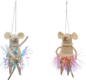 Asst Mouse Ornament in Skirt Pink/Blue