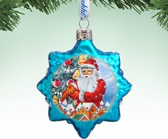 Santa Gingerbread House Glass Ornament