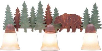 Bath 3 Bulb Vanity Light | Log Cabin Style Handmade in USA Lakeside Triple - Bear Avalanche Ranch Lighting