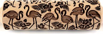 Flamingo Rolling Pin, Embossed Cookies Texturred Christmas Gift Shortbread Gingerbread Clay Stamp, Ceramic Roller Pottery Tools