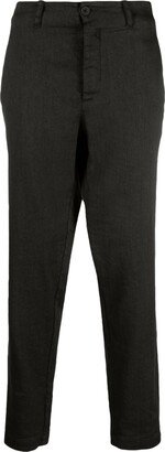 High-Waisted Mélange Tapered Trousers