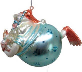 December Diamonds Plump Santa Diving for Treasures Christmas Holiday Ornament Glass - Multi