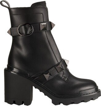 Roman Stud Leather Combat Boots