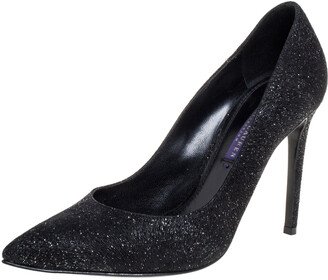 Ralph Lauren Black Glitter Pointed Toe Pumps Size 37