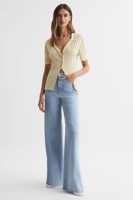 Harper Ankle High Rise Wide Leg Raw Hem Jeans