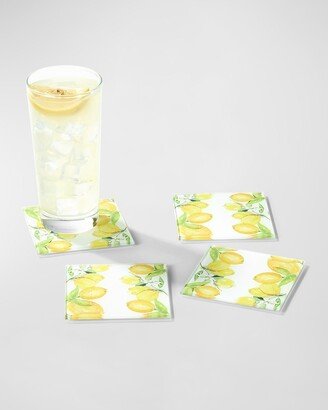 Lemon Branches Glass Coasters, Set of 4