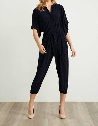 Cropped Jersey Jumpsuit In Midnight Blue