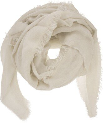 Fringed Scarf In Soft Modal, Viscose And Cotton