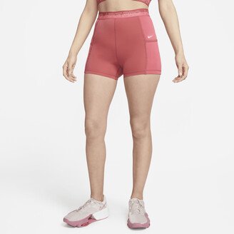 Women's Pro High-Waisted 3 Training Shorts with Pockets in Red