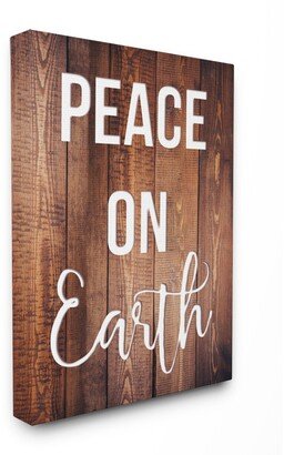 Peace On Earth Distressed Wood Typography Canvas Wall Art, 16 x 20