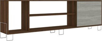 3 Open Compartments Wooden Entertainment TV Stand for TVs up to 70 Brown/White