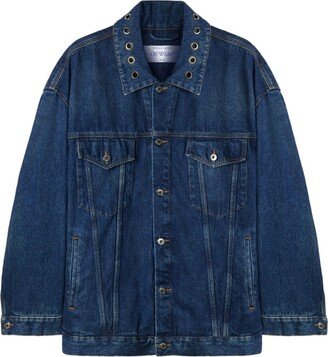 Eyelet-Embellishment Denim Jacket