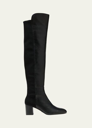 5050 Flareblock Leather Stretch Block-Heel Knee Boots