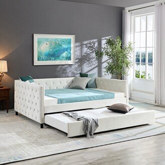 Velvet Upholstered Daybed with Trundle