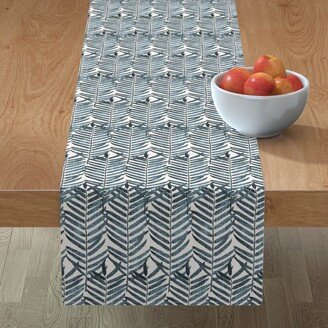 Table Runners: Luxe Palm Leaf - Indigo Table Runner, 90X16, Blue