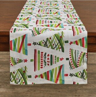 Happy Merry Table Christmas Tree Runner - 54''L - Green