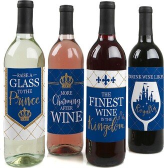 Big Dot Of Happiness Royal Prince Charming - Party Decor - Wine Bottle Label Stickers - 4 Ct