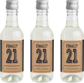 Big Dot Of Happiness Finally 21 - 21st Birthday - Mini Wine Bottle Label Stickers - Favor Gift 16 Ct