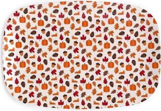 Serving Platters: Autumn Leaves And Pumpkin Pie - Multi Serving Platter, Multicolor