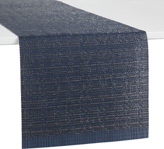 Town & Country Living Town & Country Washable Coiled Woven Vinyl Indoor Outdoor Reversible Table Runner, Navy Blue,
