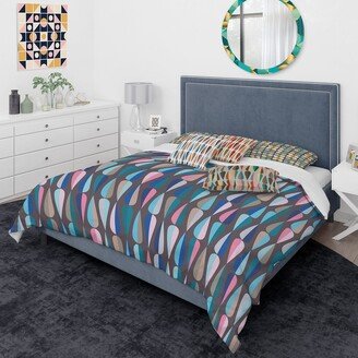 Designart 'Retro Abstract Drops VIII' Mid-Century Modern Duvet Cover Comforter Set