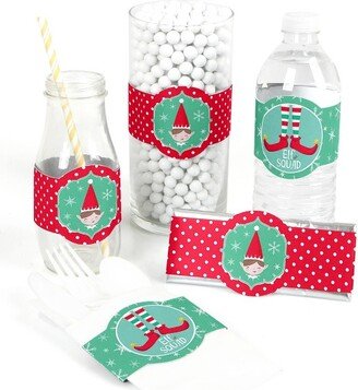 Big Dot of Happiness Elf Squad - DIY Party Supplies - Kids Elf Christmas and Birthday Party DIY Wrapper Favors and Decorations - Set of 15