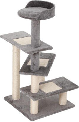 40 Tall Feline 5-Level Revolving Step Tower Scratching Post - Beige, khaki