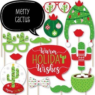 Big Dot of Happiness Merry Cactus - Christmas Cactus Party Photo Booth Props Kit - 20 Count