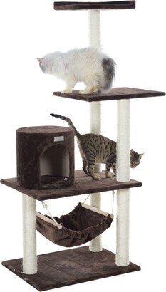 GleePet 59-Inch Real Wood Cat Tree With Condo & Hammock