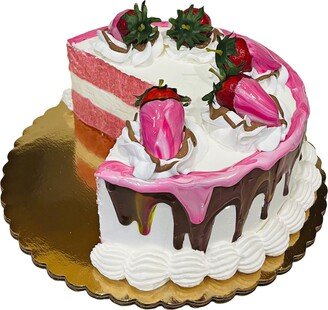 Dezicakes Fake Cake Pink Velvet Strawberry Sliced Prop Decoration Dezicakes