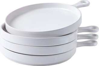 11 Round Ceramic Dish set for Pasta Salad, Set of 4, White