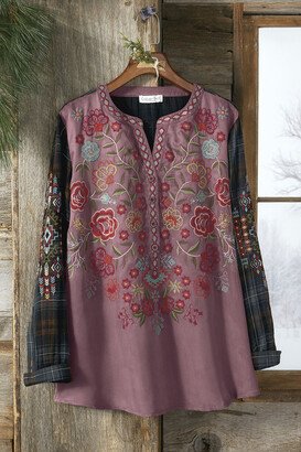 Women's Artful Expressions Tunic Top - Frosted Plum Multi - PS - Petite Size