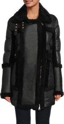 Belgravia Shearling Trim Long Down Jacket